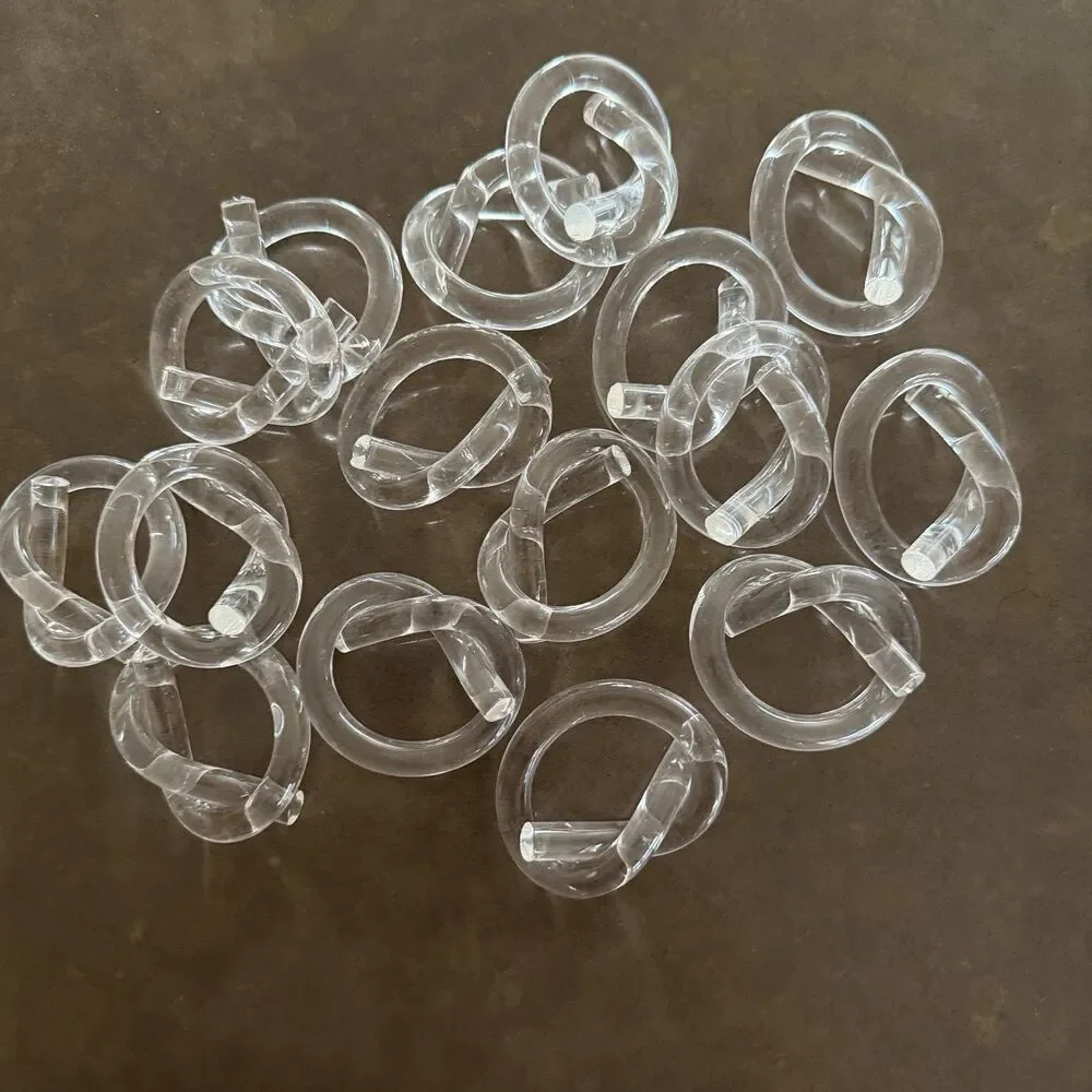 16 Vtg Dorothy Thorpe? Lucite Pretzel Napkin Rings Mid Century Modern MCM